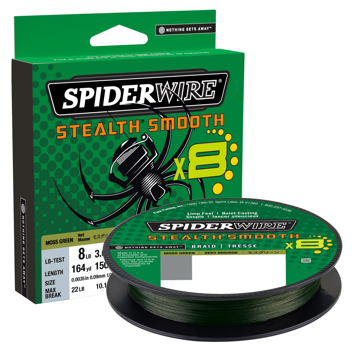 SPIDERWIRE Stealth Smooth 8 Braid 0,05mm 150m Moss Green 5,4kg geflochten SPIDERWIRE Stealth Smooth 8 Braid 0,05mm 150m Moss Green 5,4kg geflochten