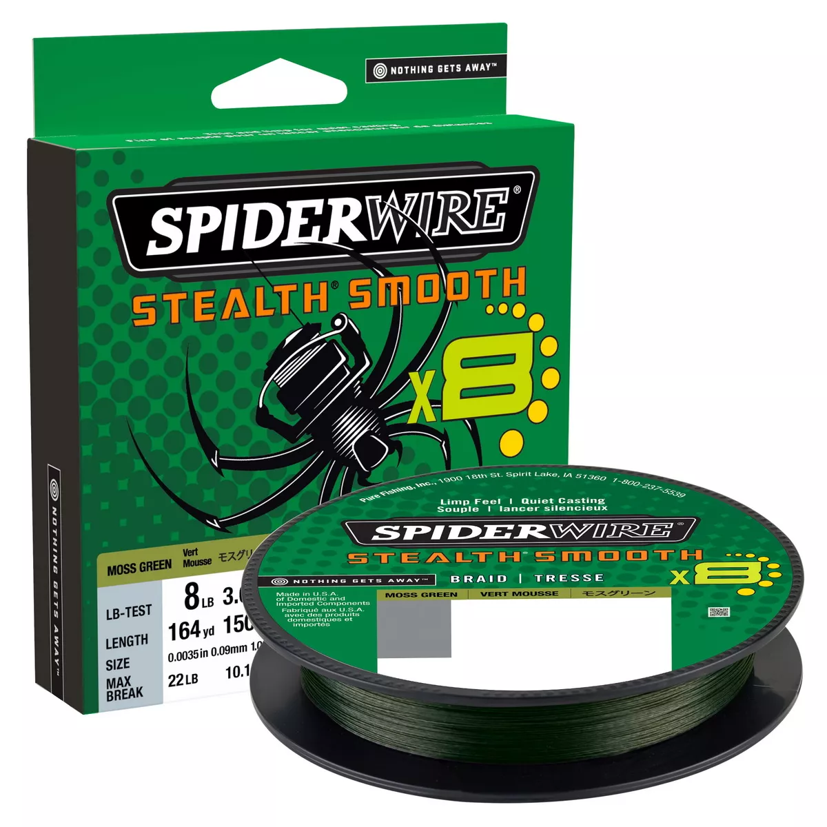 SPIDERWIRE Stealth Smooth 8 Braid 0,07mm 150m Moss Green 6,0kg geflochten