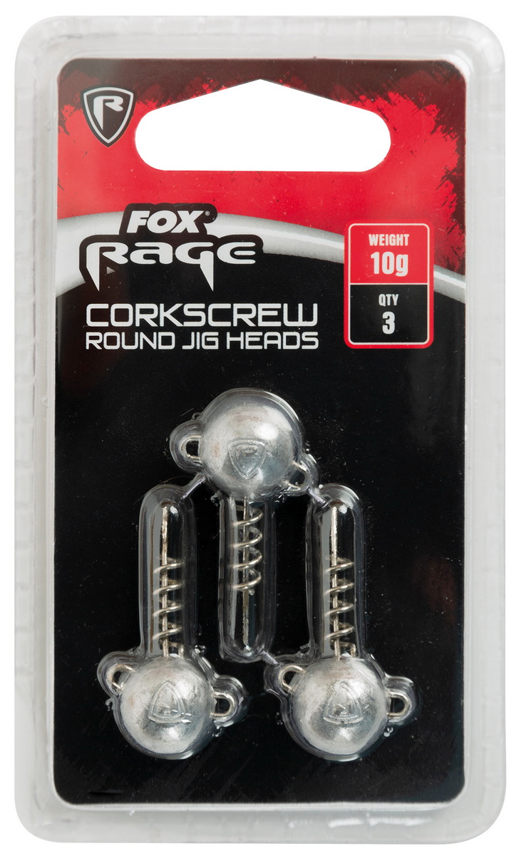 FOX RAGE Corkscrew round jig heads 10g x 3pc FOX RAGE Corkscrew round jig heads 10g x 3pc