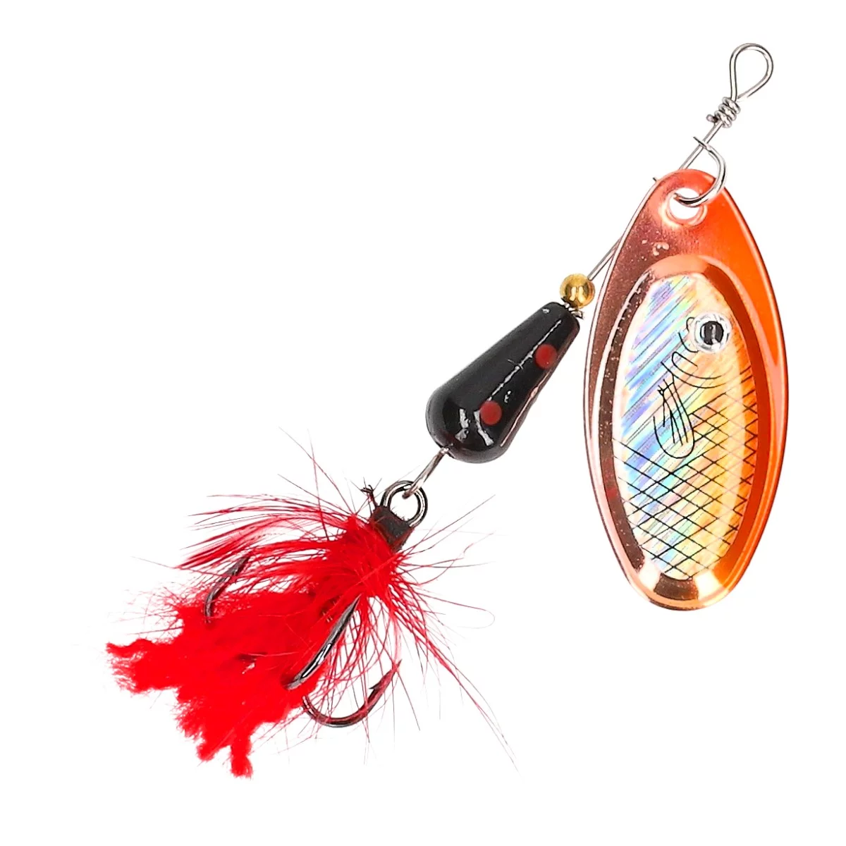 MOSTAL HW Spinfly Silver Red-Black 1, 5g/6cm — 1 copper orange