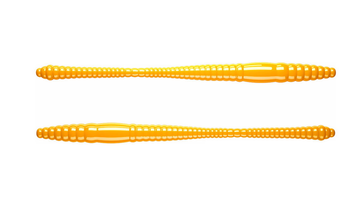 LIBRA LURES Dying Worm 80 Cheese 038-brown 12st, Forellenköder, schwimmend und aromatisiert — 7.00 Dark Yellow Krill