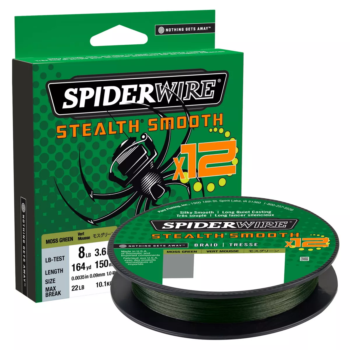 SPIDERWIRE Stealth Smooth 12 Braid 0,09mm 150m Moss Green 7,5kg geflochten