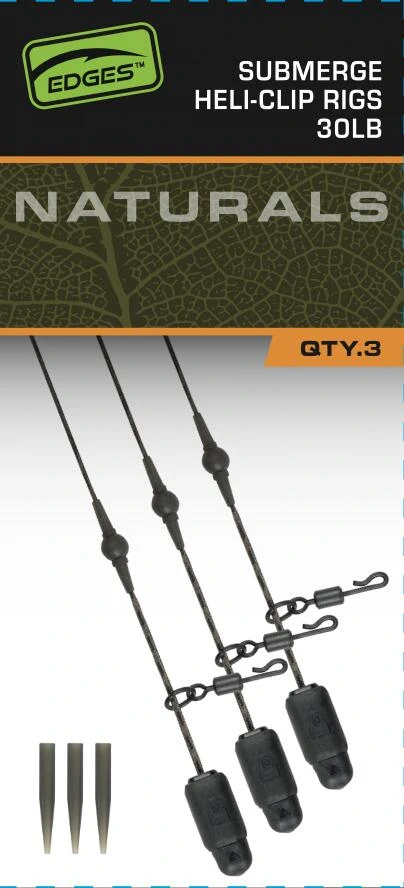 FOX Edges Naturals Heli-Clip Rigs 30lb Submerge 3st weitere Ansicht
