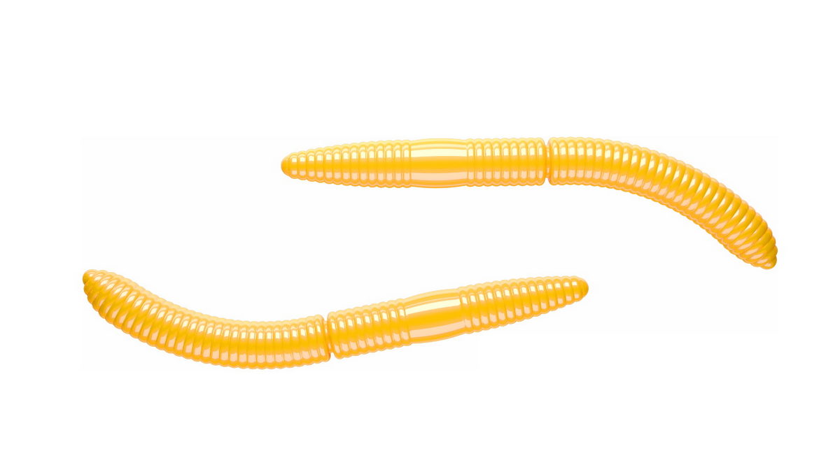 LIBRA LURES Fatty D'Worm 75 Krill 031-olive 8st, Forellenköder, schwimmend und aromatisiert — 6.50 Dark Yellow Knoblauch