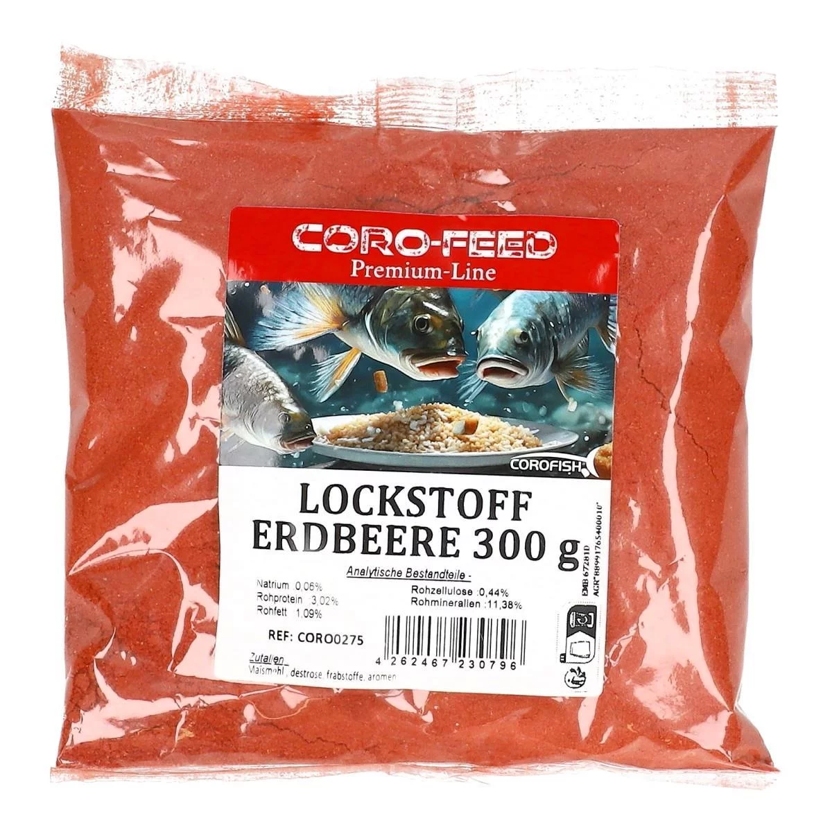 COROFISH Premium Line Lockstoff Rotauge 300g — Erdbeere