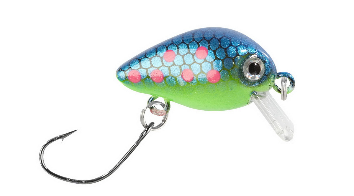 BALZER Wobbler Trout Crank mit Einzelhaken Gelb-Blau3cm — 3.00 blau/pinke Punkte