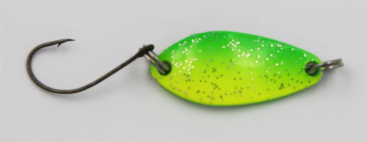 EFT Trout Sailor Spoon 2.5g olive black gold glitter — green yellow glitter 2.50