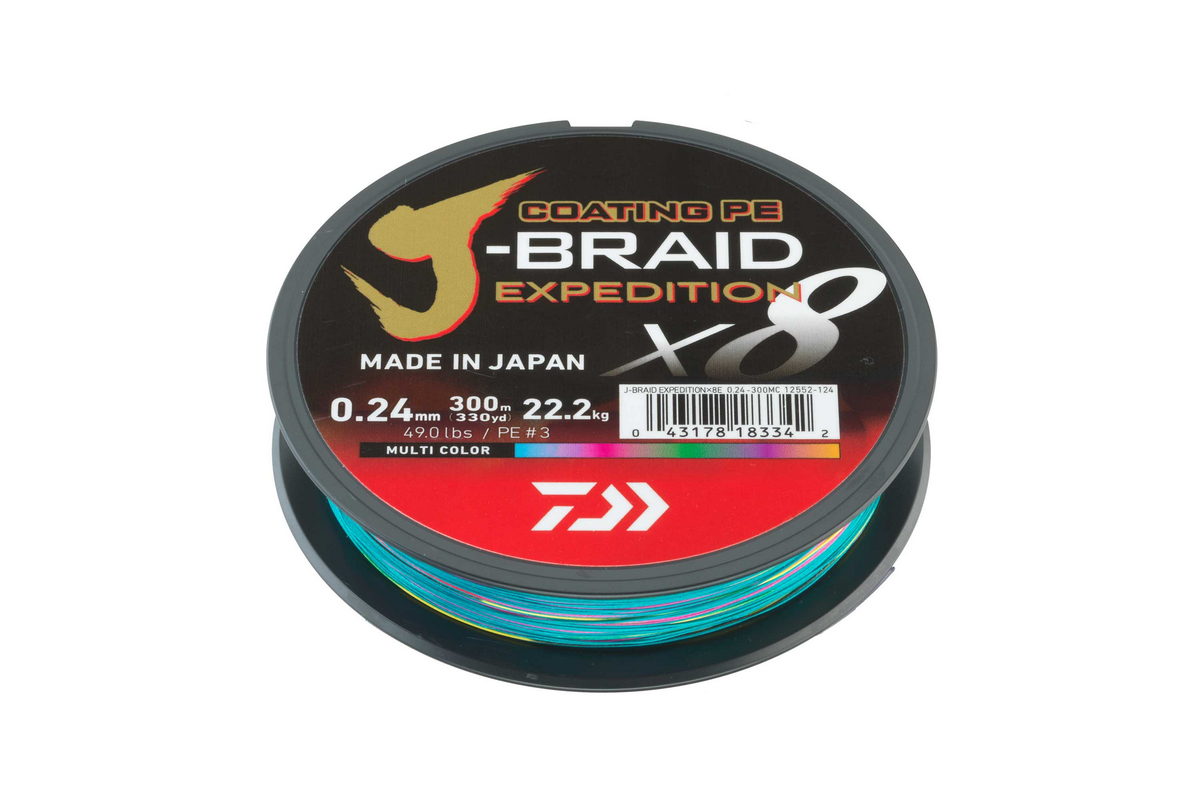 DAIWA J-Braid Expedition X8 multi-color 0.10mm 300m geflochtene Angelschnur DAIWA J-Braid Expedition X8 multi-color 0.10mm 300m geflochtene Angelschnur