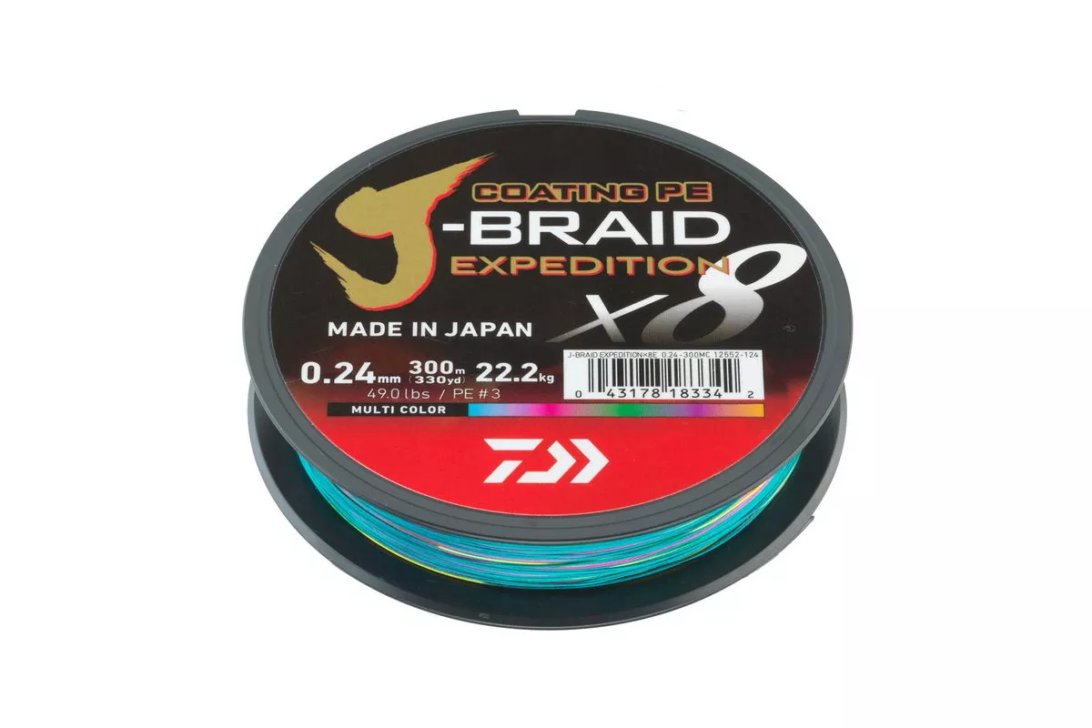 DAIWA J-Braid Expedition X8 multi-color 0.10mm 300m geflochtene Angelschnur
