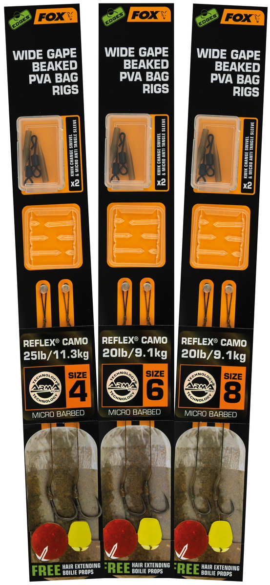 FOX Edges Wide Gape Beaked PVA Ready Rigs - 25lb Size 4 FOX Edges Wide Gape Beaked PVA Ready Rigs - 25lb Size 4