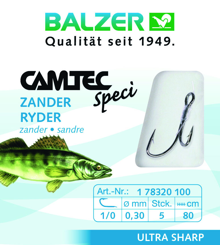BALZER Camtec Zander Ryderhaken brüniert 80cm