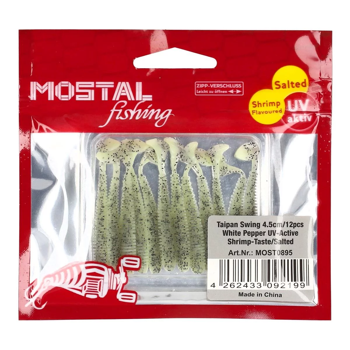 MOSTAL Taipan Swing 4,5cm / 0,6g 12 Stück Glow Pepper UV-Active