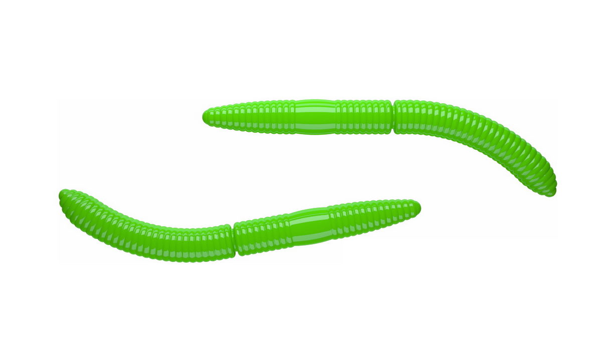 LIBRA LURES Fatty D'Worm 75 Krill 031-olive 8st, Forellenköder, schwimmend und aromatisiert — 6.50 Hot Green Knoblauch