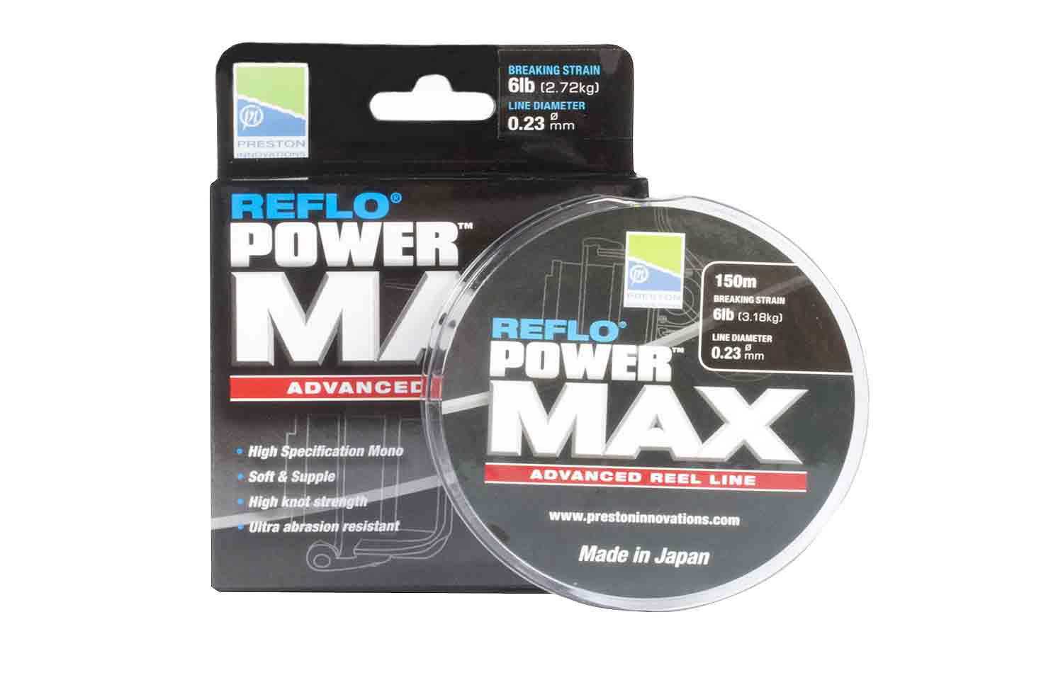 PRESTON Reflo Power Max Reel Line , monofile Angelschnur, mono line