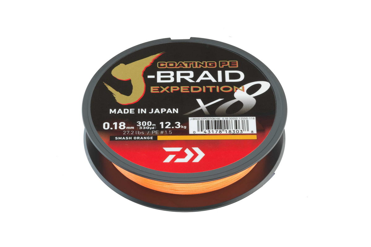 DAIWA J-Braid Expedition X8 smash orange 0.06mm 150m geflochtene Angelschnur