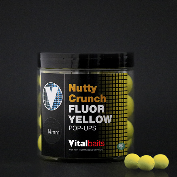 VITALBAITS Pop-ups NUTTY CRUNCH 14 mm 80 gr. — 14.0 Nutty Fluor Yellow