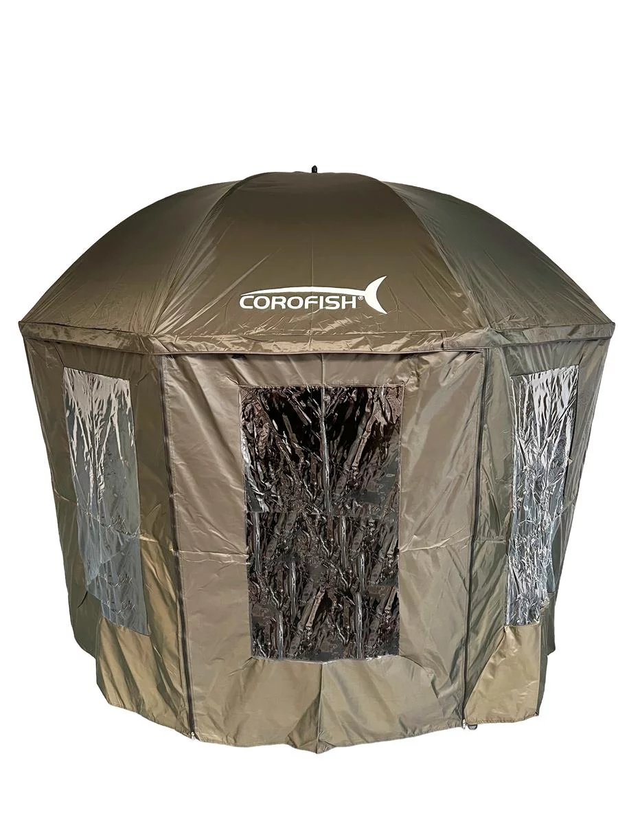 COROFISH Schirmzelt 240cm 210D PU mit Reißverschluss 180° Seitenteil — 300 / 360