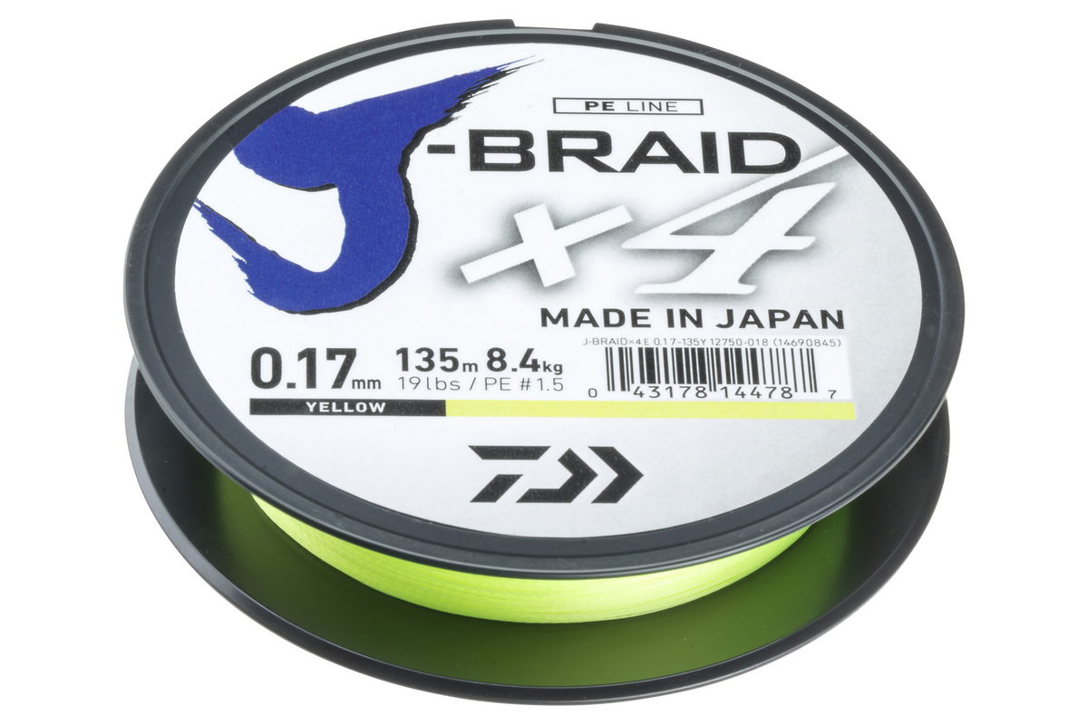DAIWA J-Braid X4 gelb 0.07mm 2.60kg 135m DAIWA J-Braid X4 gelb 0.07mm 2.60kg 135m