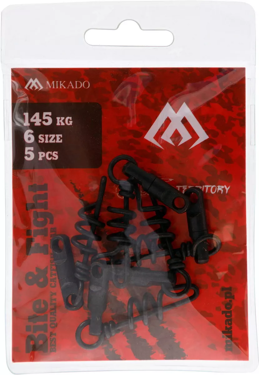 MIKADO Powerwirbel Easysnap Größe 4 - 90kg Schwarz Matt - 5st