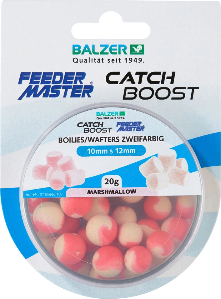 BALZER Zweifarbige Boilies (Wafter) 10mm und 12mm gemischt Pink-weiss-Marshmellow