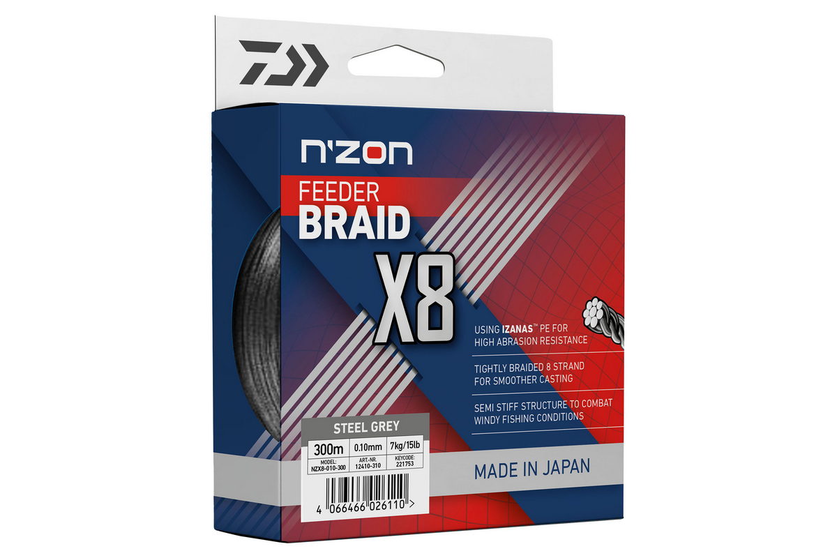DAIWA N'Zon X8 Braid steel grey 0.08mm 5.00kg 300m