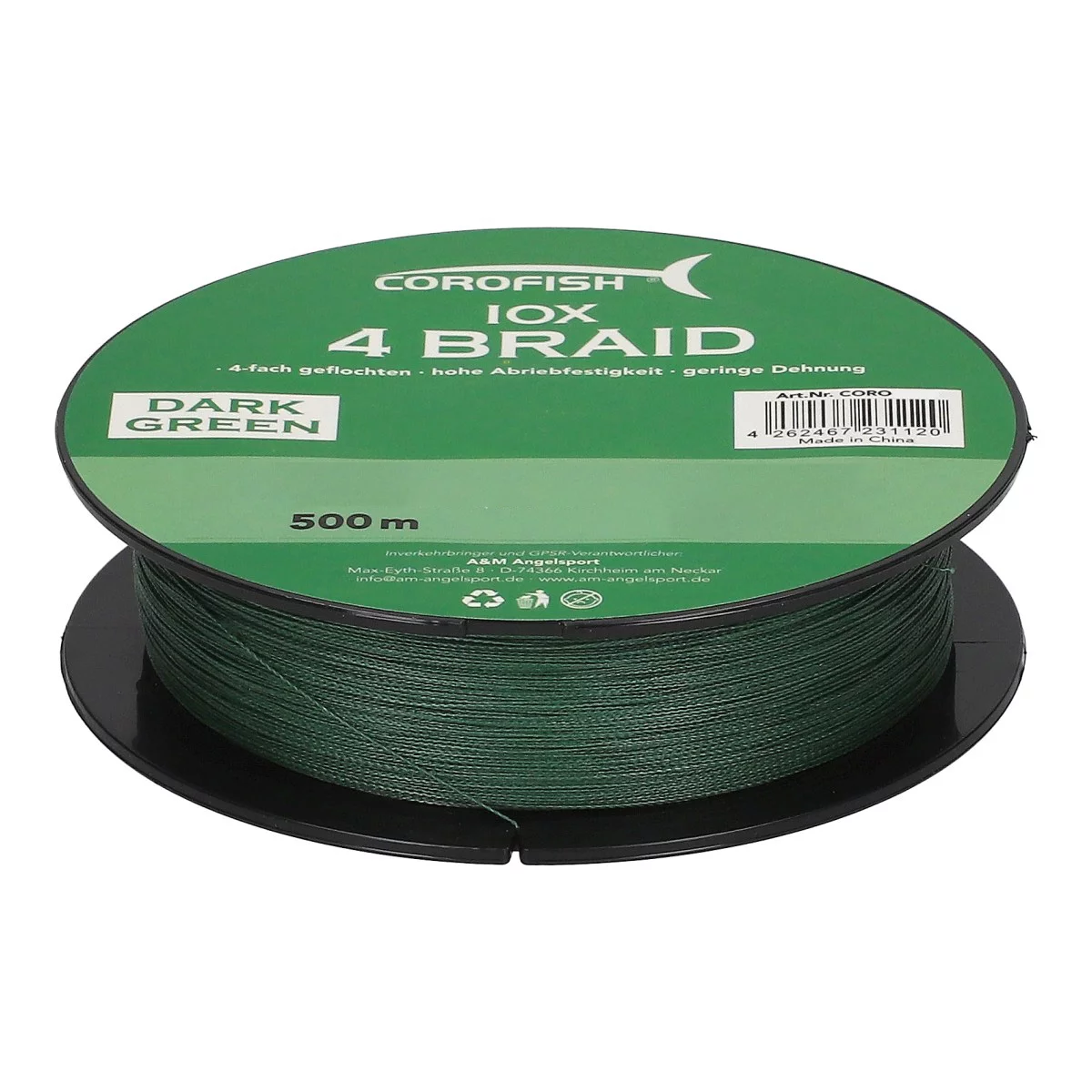 COROFISH IOX 4 Braid 0.28mm Yellow 500m 18.5kg — 500 dark green 0.28