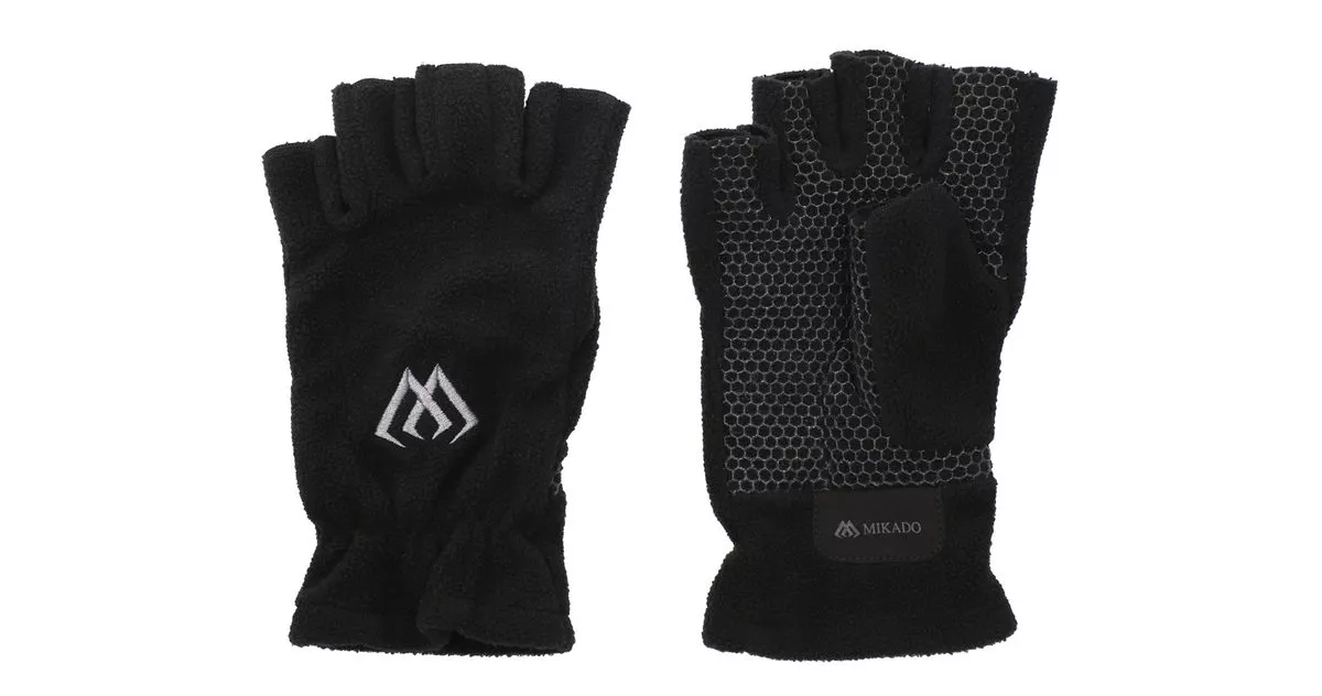 MIKADO Fleece-Handschuhe ohne Finger M Schwarz/Grau 1 Paar