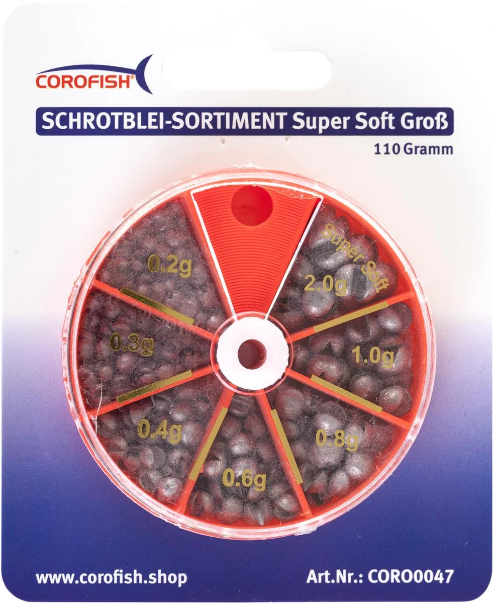 COROFISH Schrotblei 65g Dose 0,4-1,5g Sortiment SB1 — 100g