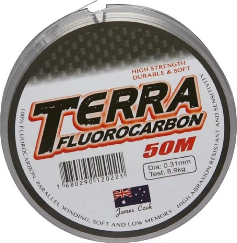 James Cook Terra fluorocarbon 0,12mm 2,0kg 50m, Angelschnur, Vorfachschnur