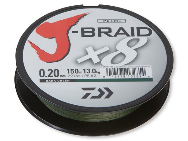DAIWA J-Braid X8 dark green 0.06mm 5.0kg 150m, geflochtene Angelschnur
