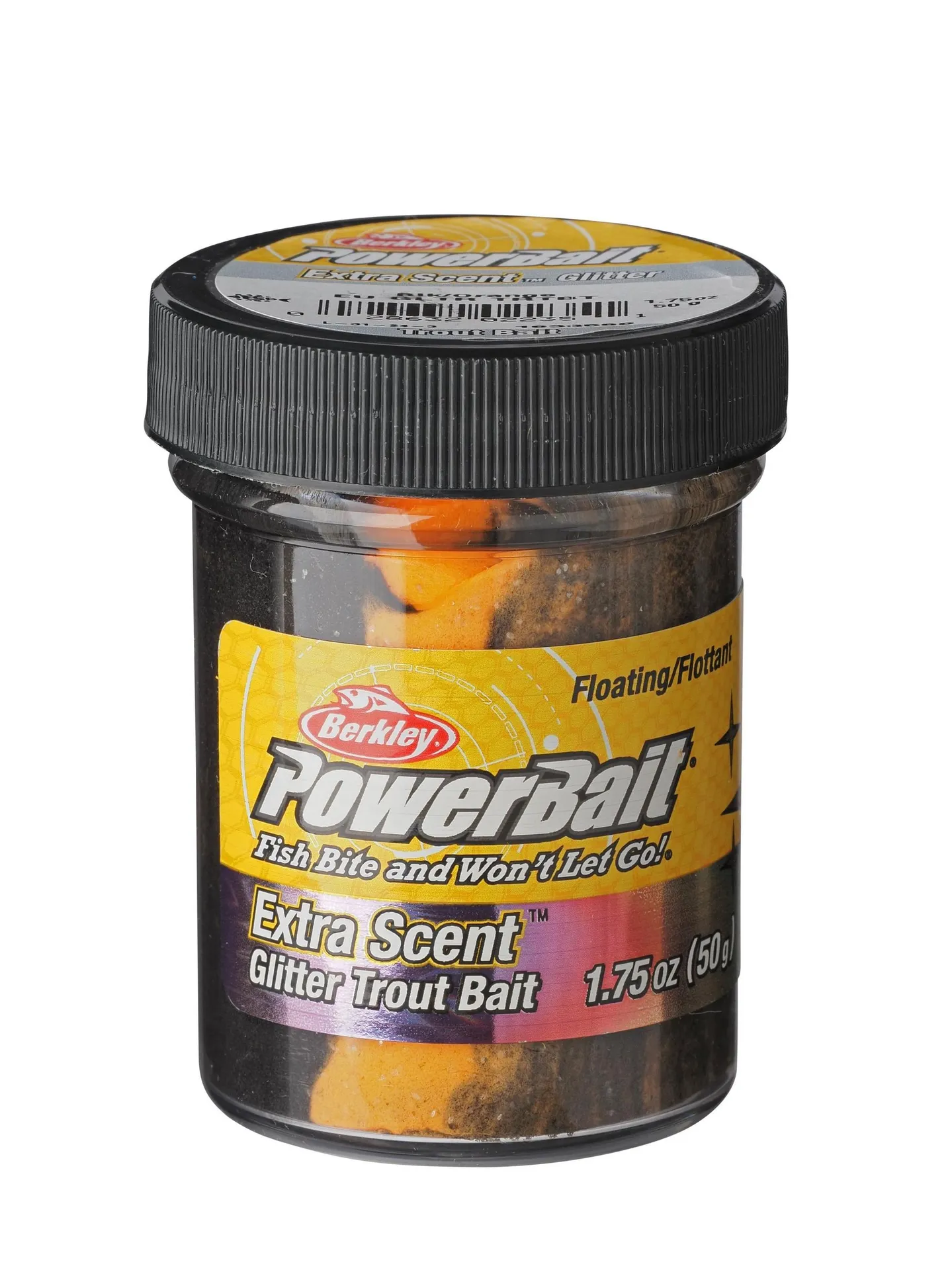 BERKLEY PowerBait Glitter Trout Dough Black Orange Glitter