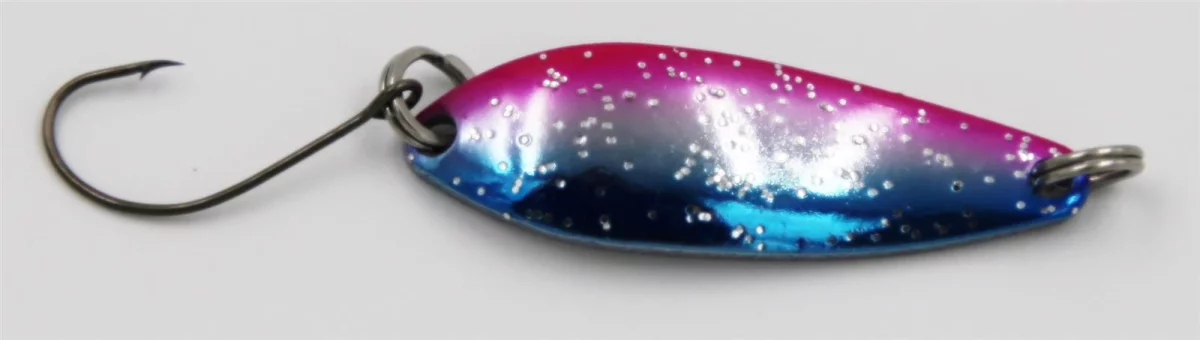 EFT Trout Wave Spoon 3.5g orange yellow glitter — blue pink silver glitter 3.50