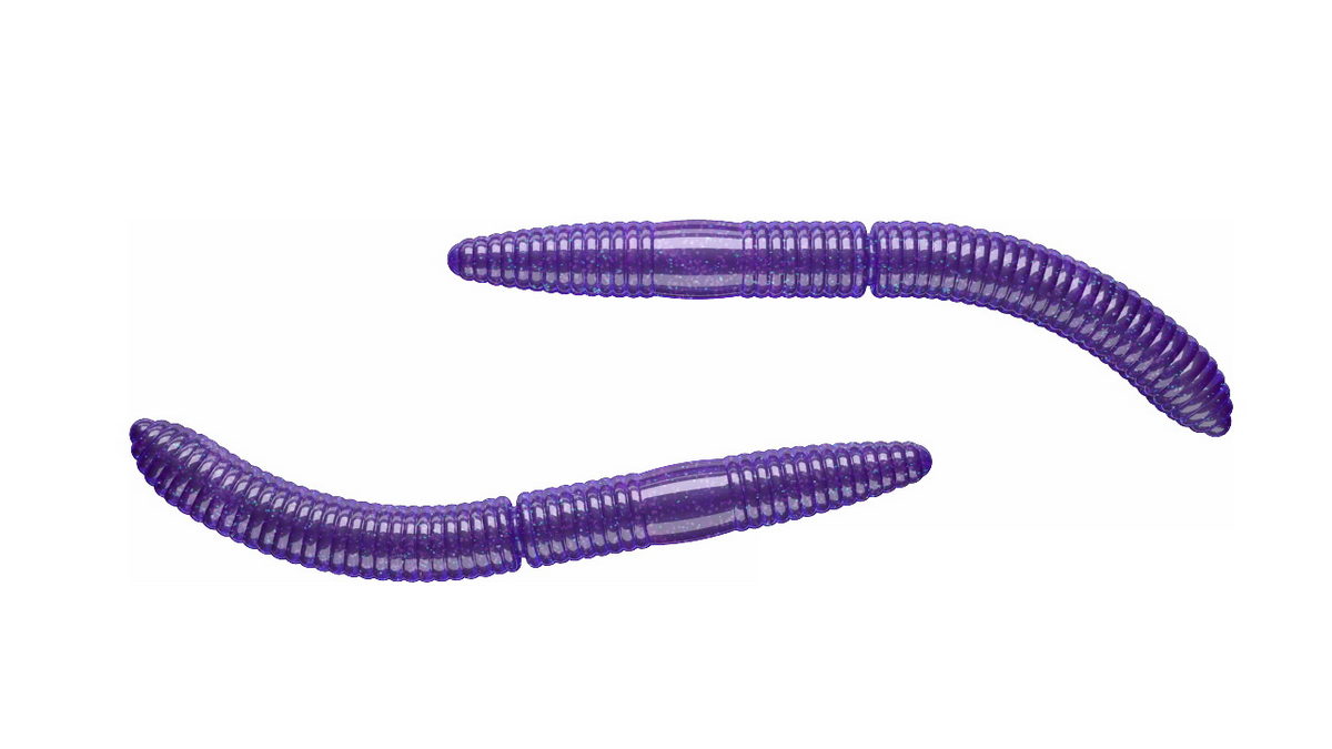 LIBRA LURES Fatty D'Worm 75 Krill 031-olive 8st, Forellenköder, schwimmend und aromatisiert — 6.50 Purple Glitter Knoblauch