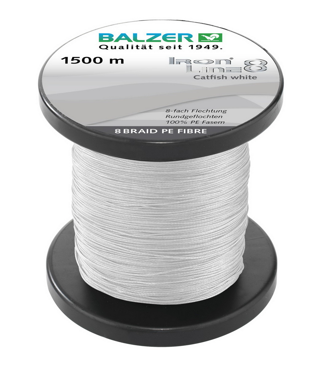 BALZER Iron Line 8 Catfish 300 m - grün 0,50mm 51,3kg, geflochtene Angelschnur — 1500 weiß 0.60