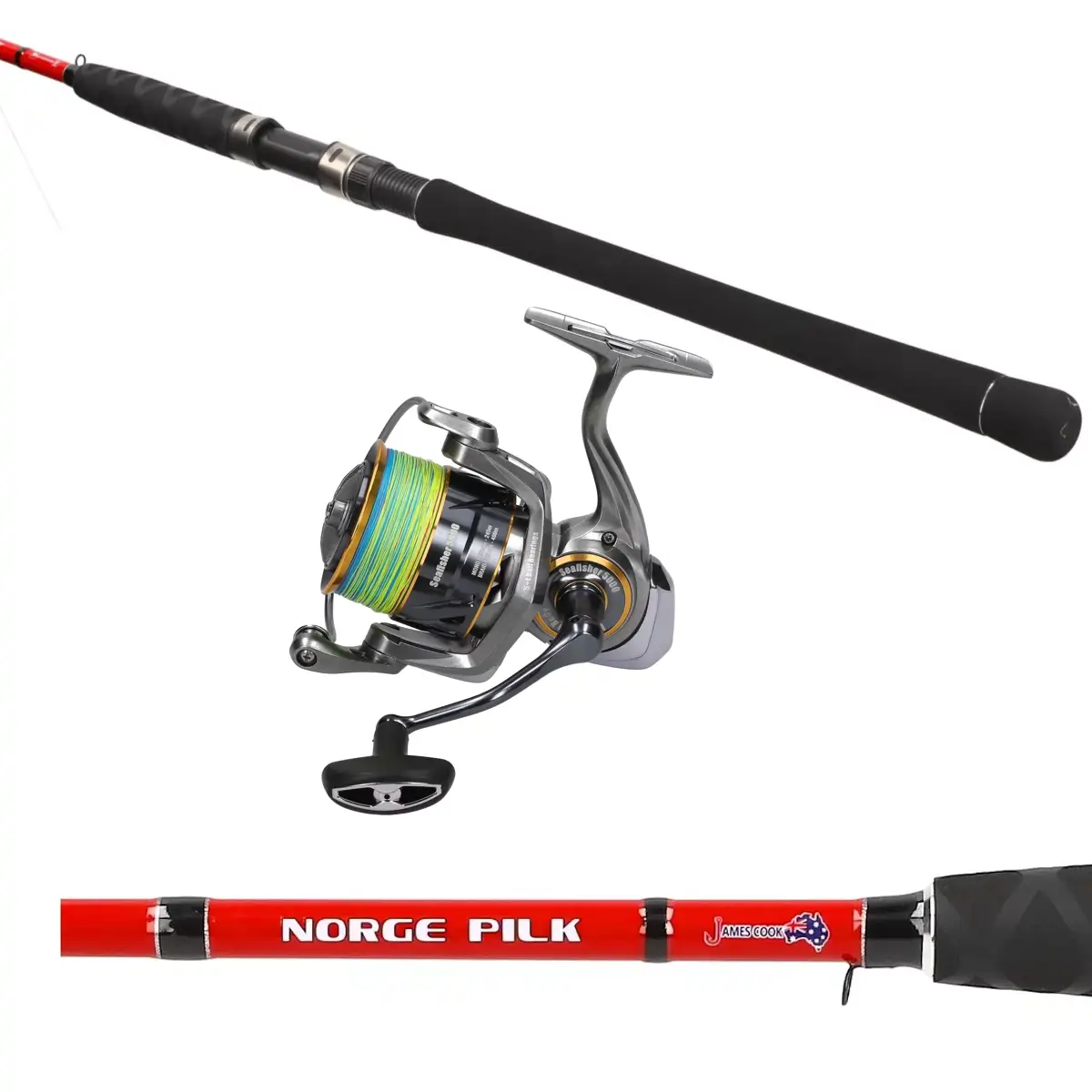 James Cook Norge Pilk 2,40m 2pcs 300g Combo mit Seafisher 5000 Braid