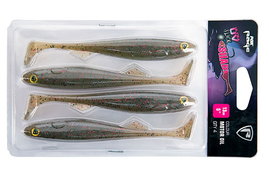 FOX RAGE Slick Shad Ultra UV 13cm / 5" Motor Oil x 4 FOX RAGE Slick Shad Ultra UV 13cm / 5" Motor Oil x 4
