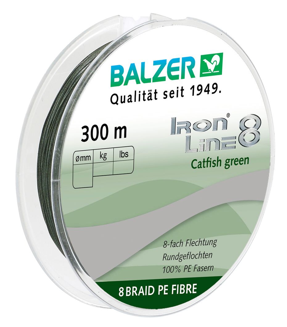 BALZER Iron Line 8 Catfish 300 m - grün 0,50mm 51,3kg, geflochtene Angelschnur