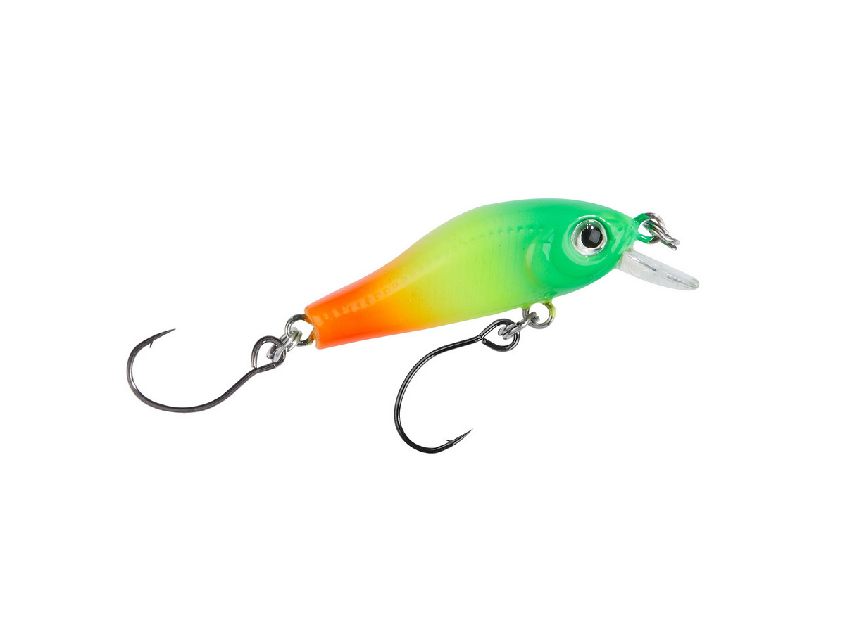 BALZER Trout Attack Minnow Wobbler UV gelb-blau 3,5cm 2g — 3.50 Rainbow