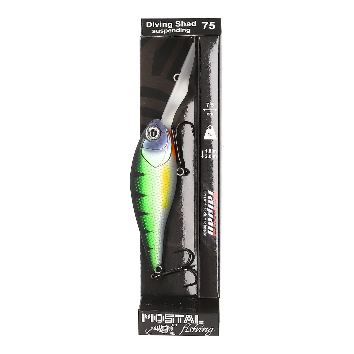 TAIPAN Diving Shad Green Perch 62mm