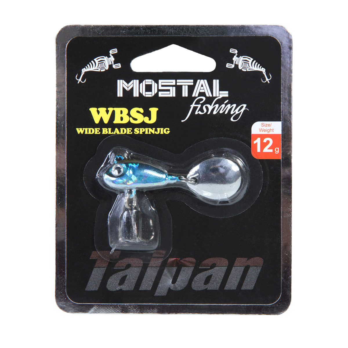 MOSTAL TAIPAN Mostal WBSJ 12g Blue Silver Wide Blade Spinjig Weitwurfköder Spinner