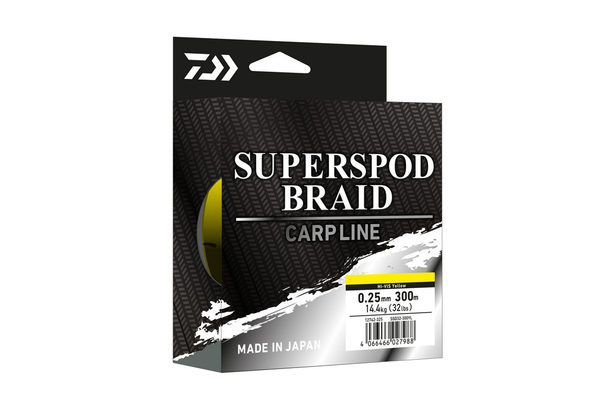 DAIWA Superspod Braid hi-vis yellow 0.25mm 14.40kg 300m DAIWA Superspod Braid hi-vis yellow 0.25mm 14.40kg 300m