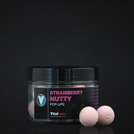 VITALBAITS Pop-ups STRAWBERRY NUTTY 18 mm Washed out Pink 50 gr. VITALBAITS Pop-ups STRAWBERRY NUTTY 18 mm Washed out Pink 50 gr.