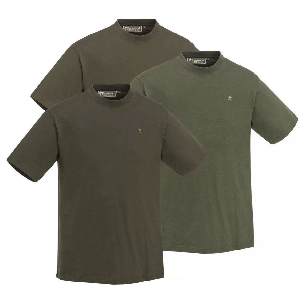 PINEWOOD 3-Pack T-Shirt Grün Braun Kaki