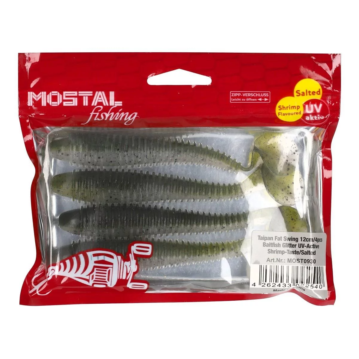 MOSTAL Taipan Fat Swing 9,5cm / 8g 5 Stück Baitfish Glitter UV-Acti