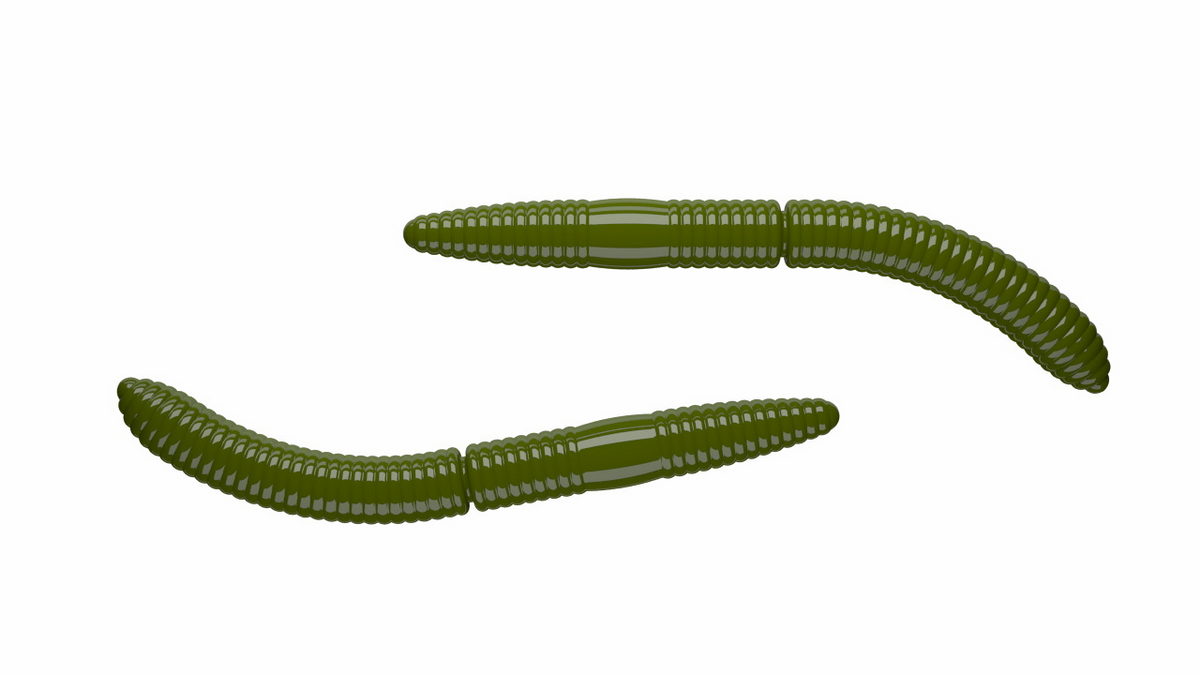 LIBRA LURES Fatty D'Worm 75 Krill 031-olive 8st, Forellenköder, schwimmend und aromatisiert
