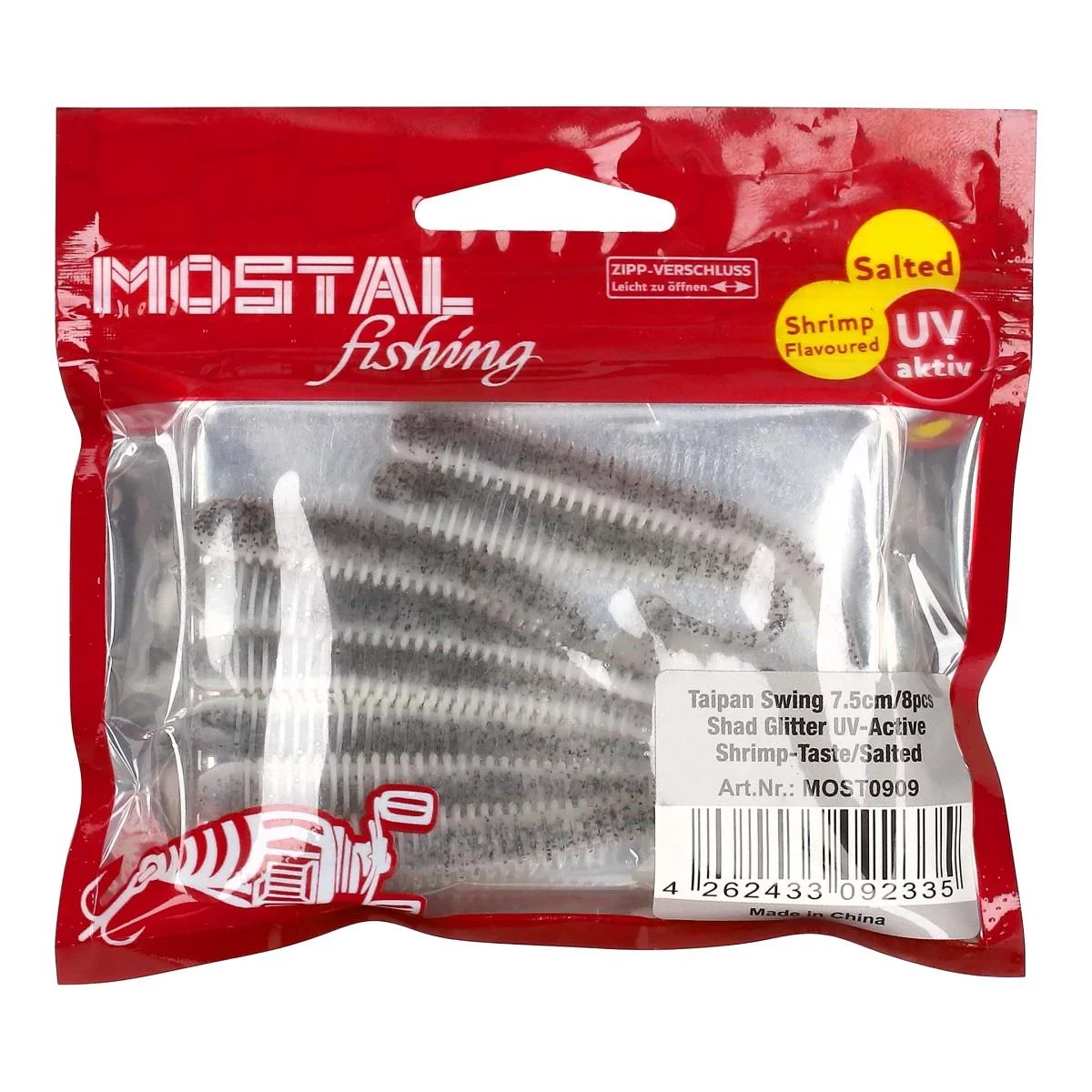 MOSTAL Taipan Swing 7,5cm / 2,5g 8 Stück Shad Glitter UV-Active