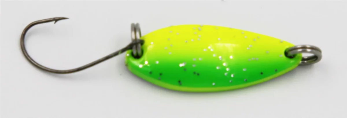 EFT Trout Dipper Spoon 3.5g red green glitter — green yellow glitter 3.50