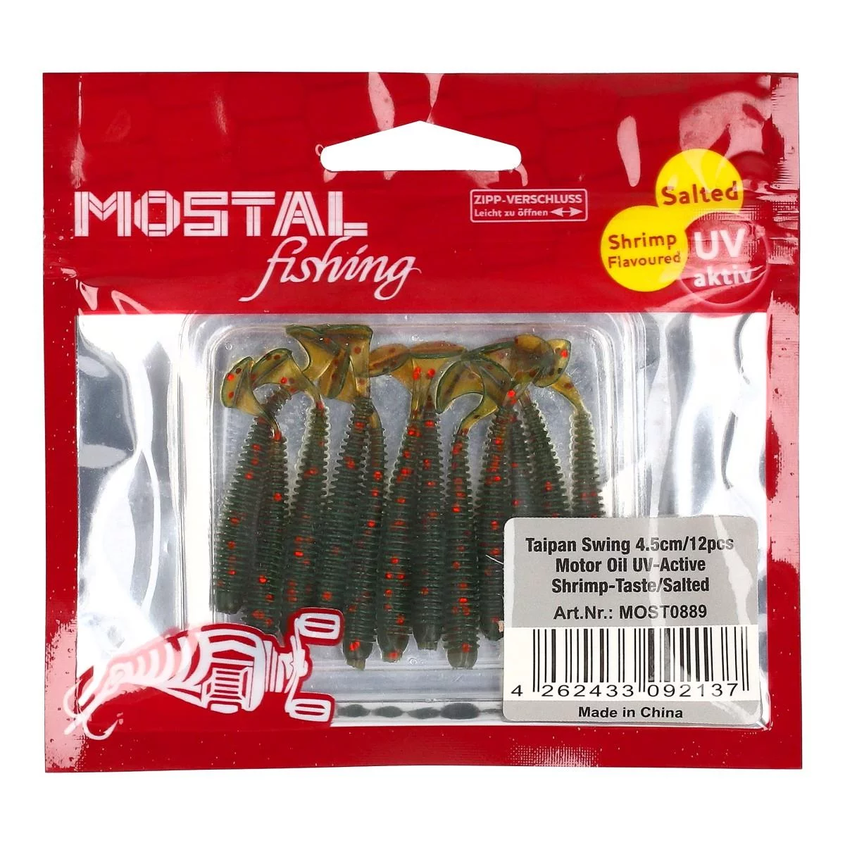 MOSTAL Taipan Swing 4,5cm / 0,6g 12 Stück Motor Oil UV-Active