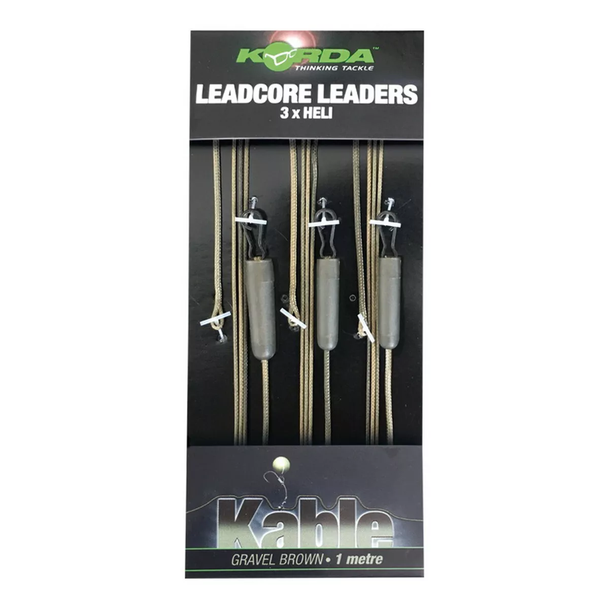 KORDA Leadcore Leader Heli Weed Weed / Silt 3 per pack - 1 m