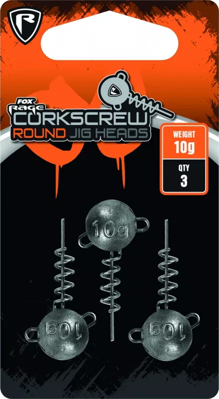 FOX RAGE Corkscrew round jig heads 20g x 3pc — 5.00